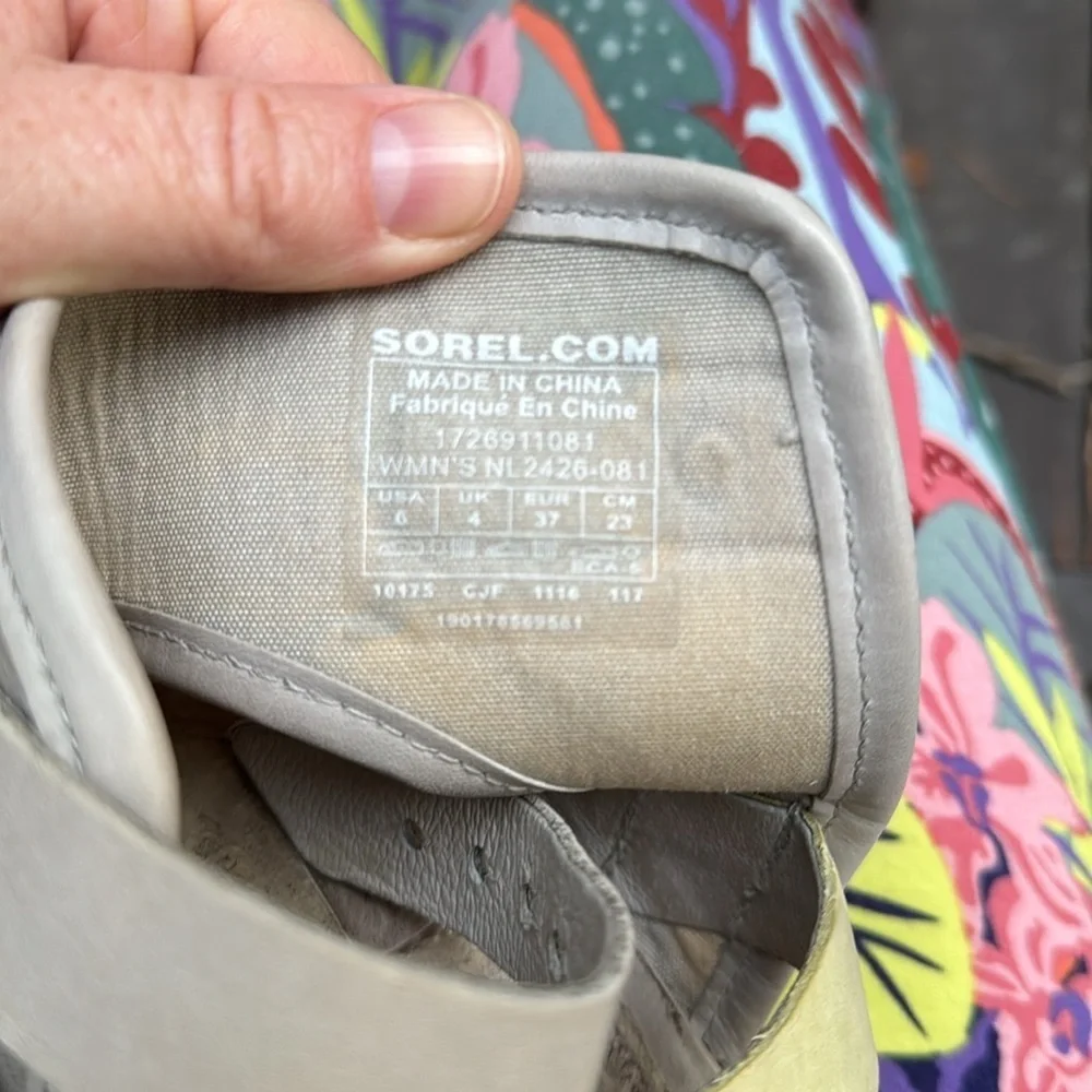 Sorel Addington Cuff Gray and Yellow Women's Sandals size 6